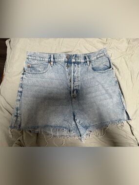 High-Rise GARAGE Light Blue Denim Cutoff Shorts